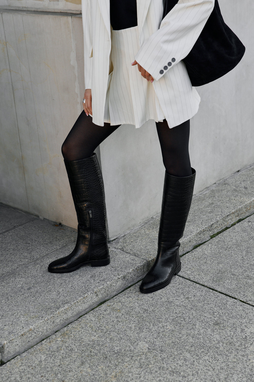 Textured leather boots