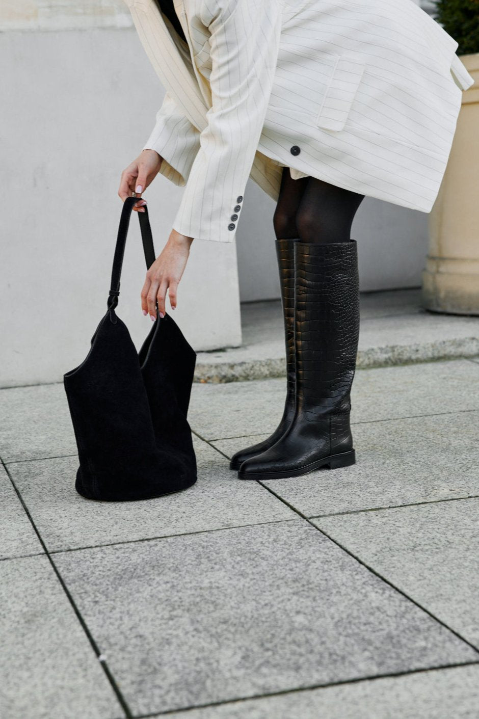 Textured leather boots