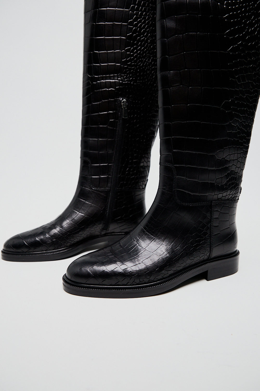 Textured leather boots